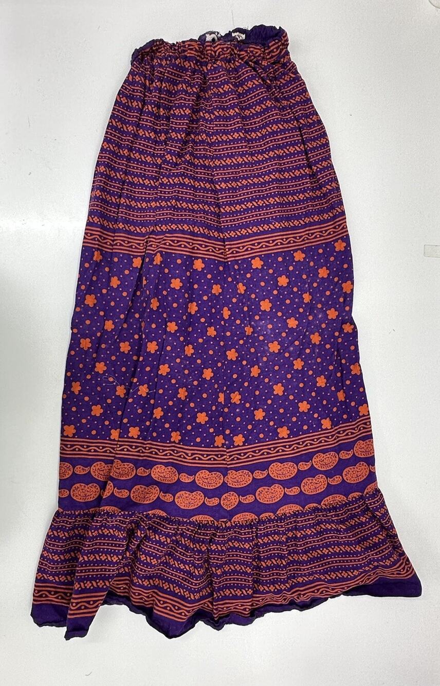 Unbranded Womens Skirt Size Unknown Purple Orange Maxi Elastic Waisted Vintage